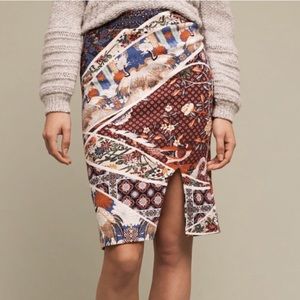 Anthropologie Multicolor Patterned Pencil Skirt